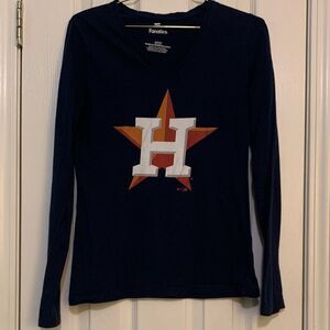 Fanatics Houston Astros Navy Long Sleeve Vneck Tee Size Small